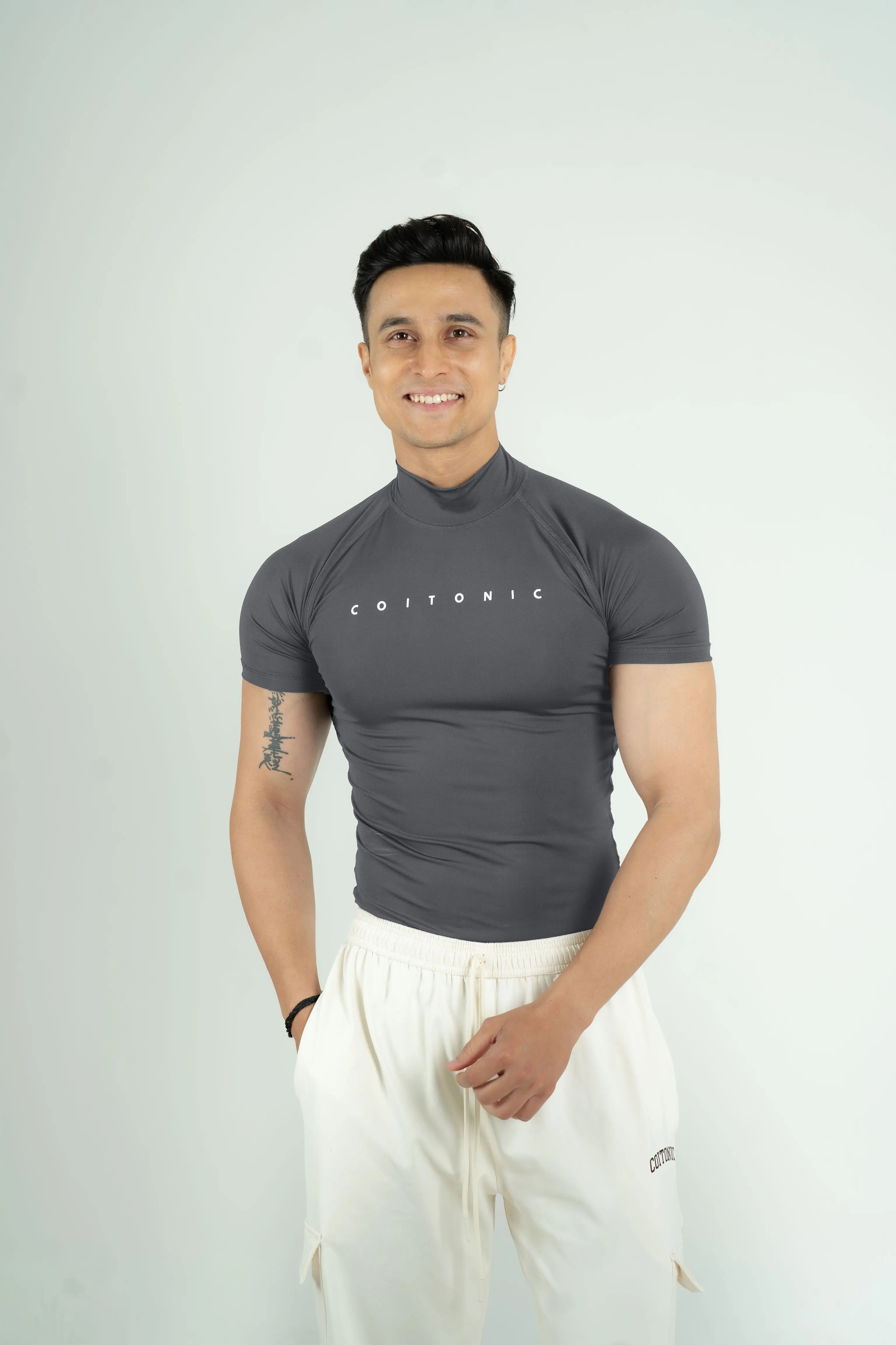 Compression Half Sleeves High Neck T-shirt - Image 2