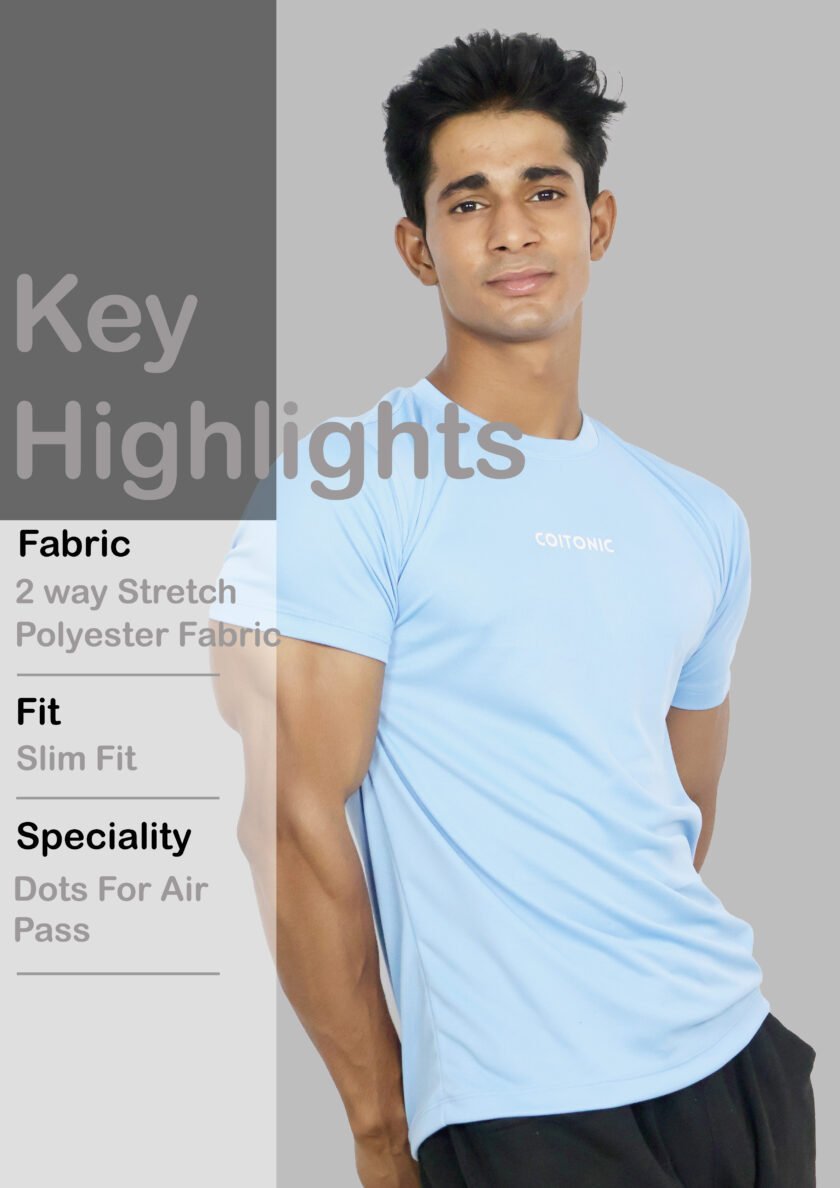 Coitonic Slim Fit T-Shirt - Sky Blue - Image 5