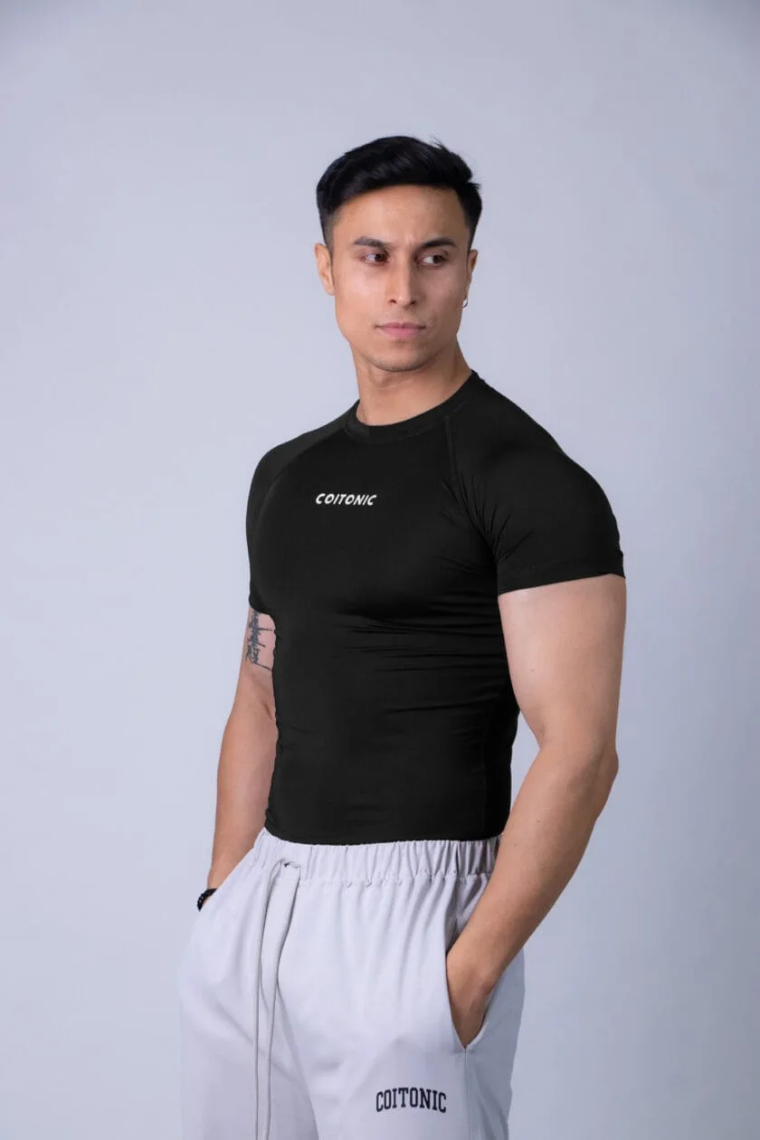 Coitonic Compression Half Sleeves Black, White, Navy Blue & Light Grey T-shirt Combo - Image 6