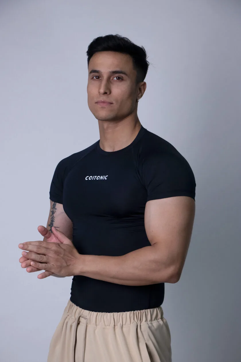 Coitonic Compression Half Sleeves Black, White, Navy Blue & Light Grey T-shirt Combo - Image 5