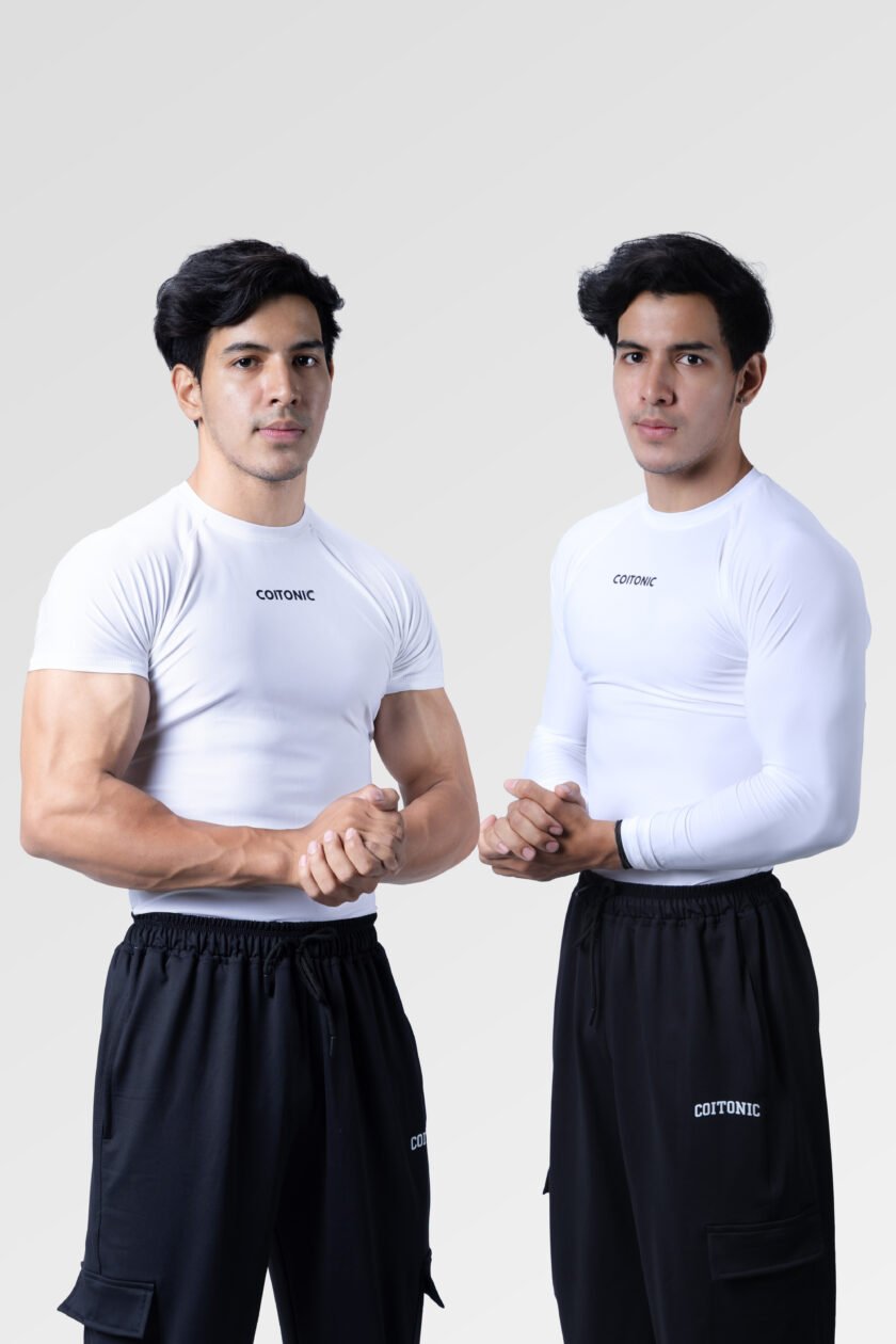 Coitonic Compression Half & Full Sleeves White T-shirt Combo