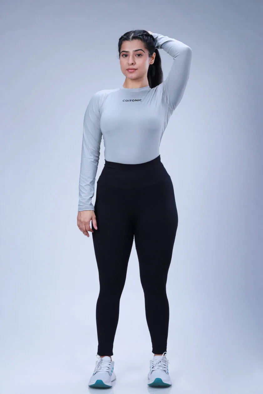 Compression Full Sleeves Light Grey T-shirt (Women's)