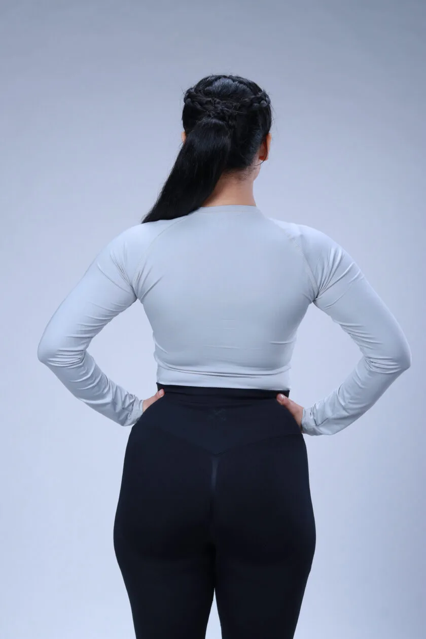 Compression Full Sleeves Light Grey T-shirt (Women's) - Image 5