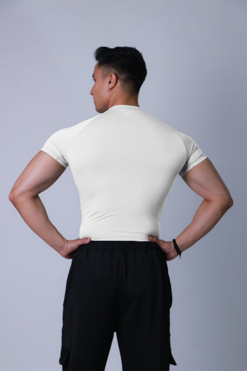 Compression Half Sleeves White T-shirt - Image 4