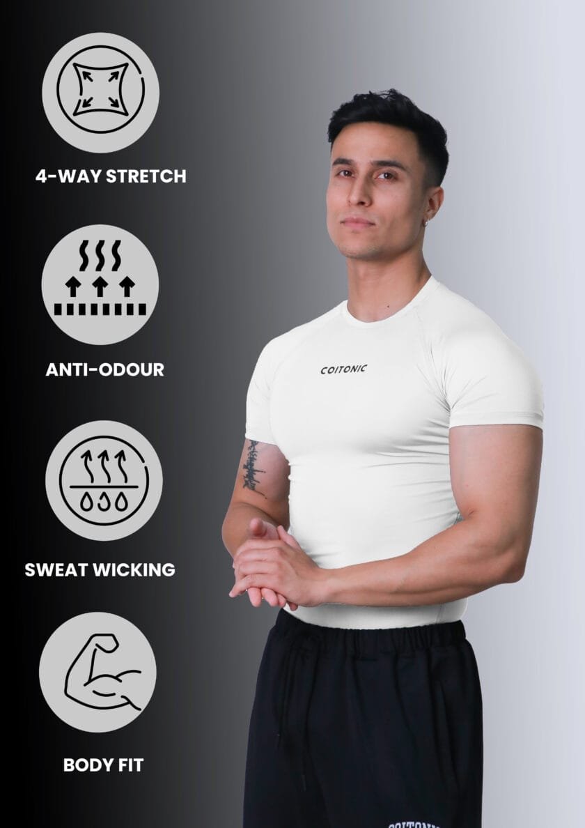 Compression Half Sleeves White T-shirt - Image 5