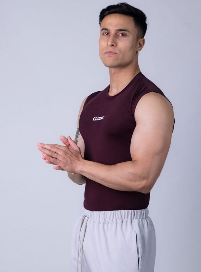 Compression Sleeveless Tank - Medium, Maroon