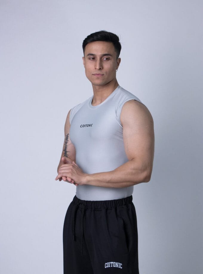 Compression Sleeveless Tank - Medium, Light Grey