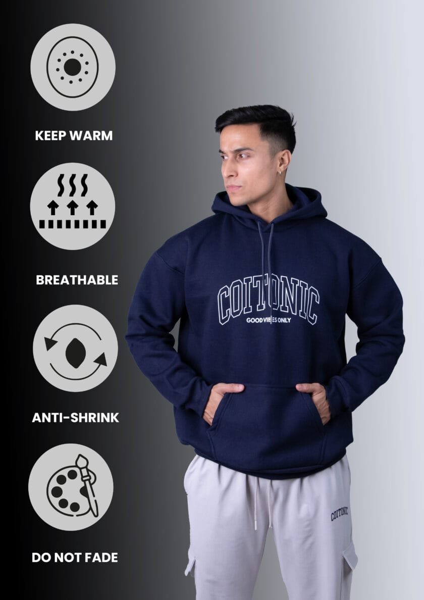 Coitonic Oversized Hoodie Navy Blue - Image 6