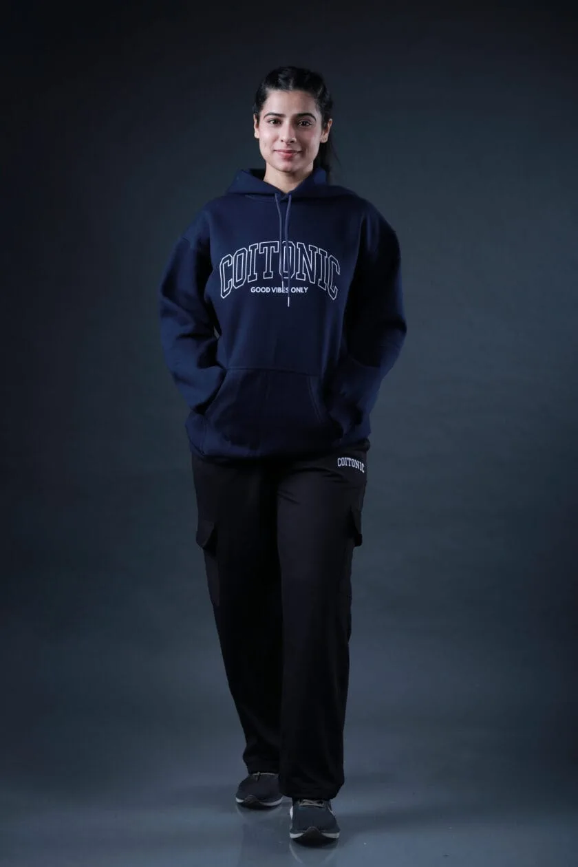 Coitonic Oversized Hoodie Navy Blue (Women’s) - Image 3