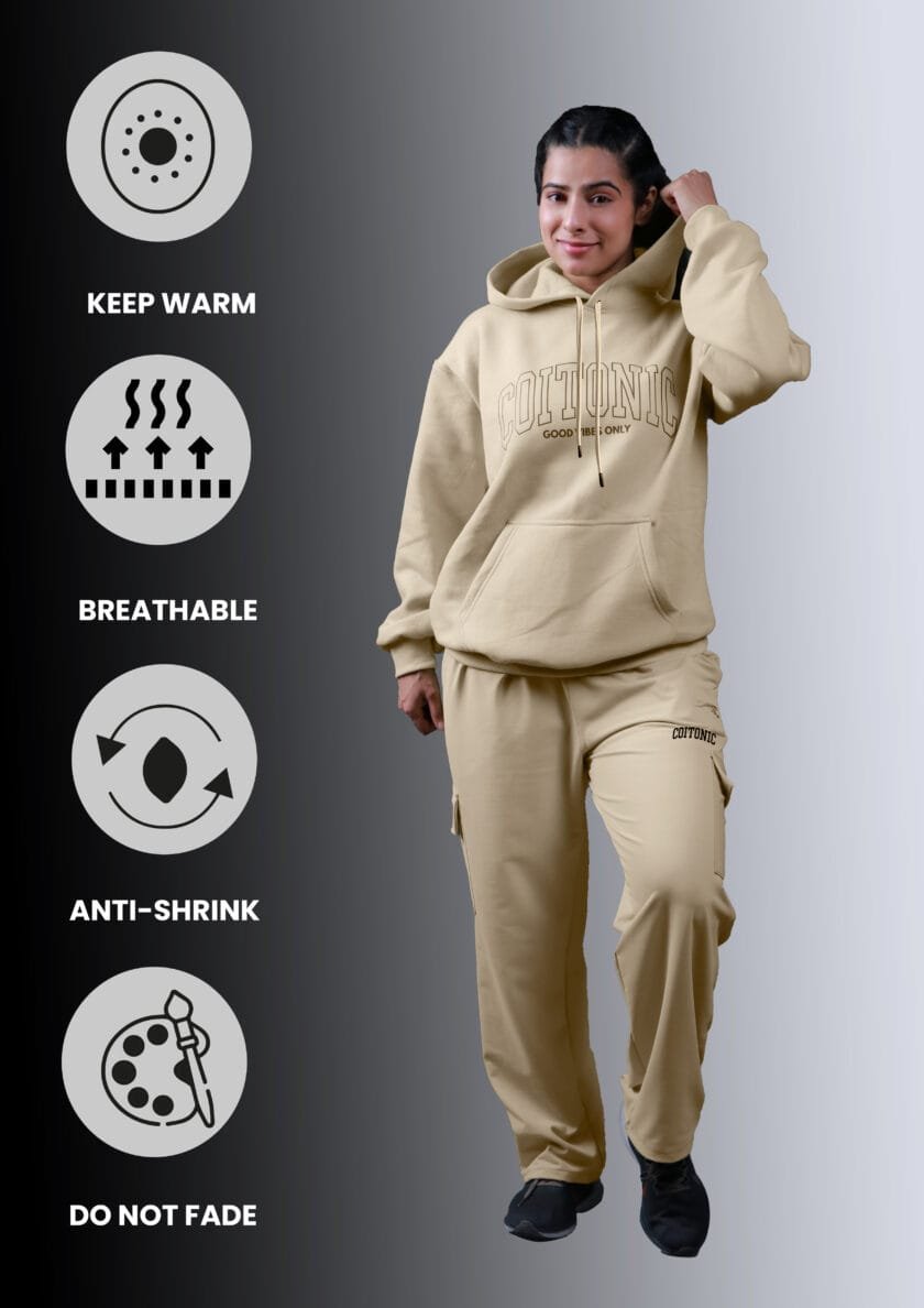 Coitonic Oversized Hoodie Beige (Women’s) - Image 6