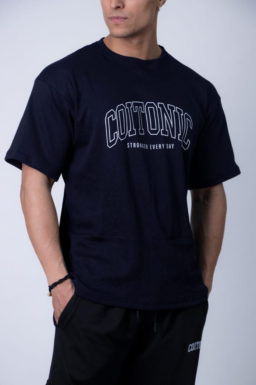 Coitonic Oversized T-shirts Navy Blue - Image 4