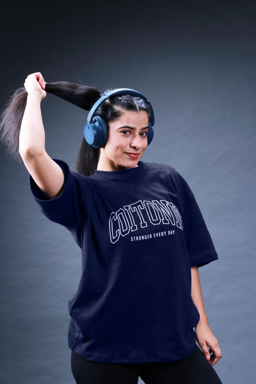 Coitonic Oversized T-shirts Navy Blue (Women’s) - Image 2