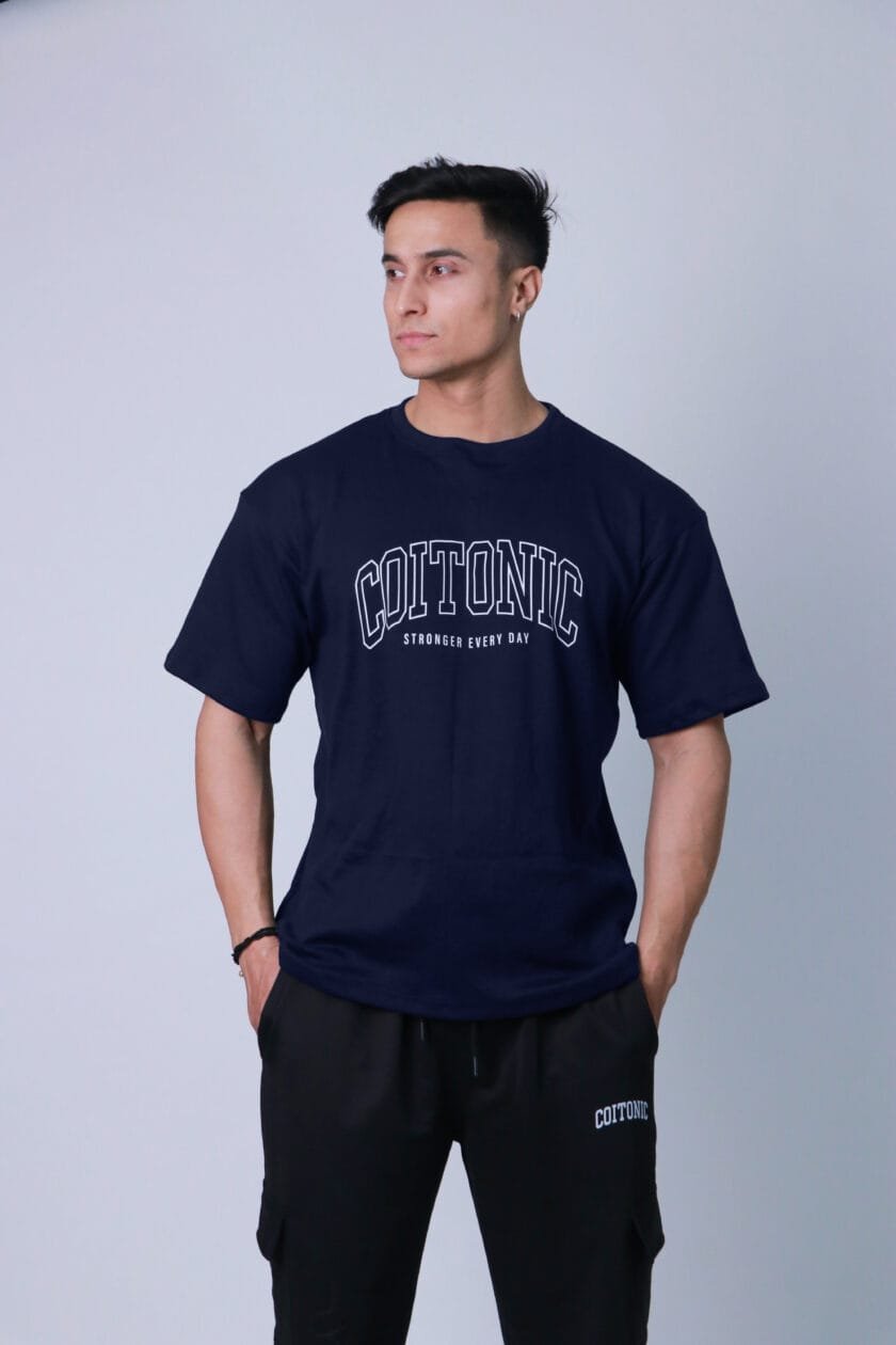 Coitonic Oversized T-shirts Navy Blue - Image 3