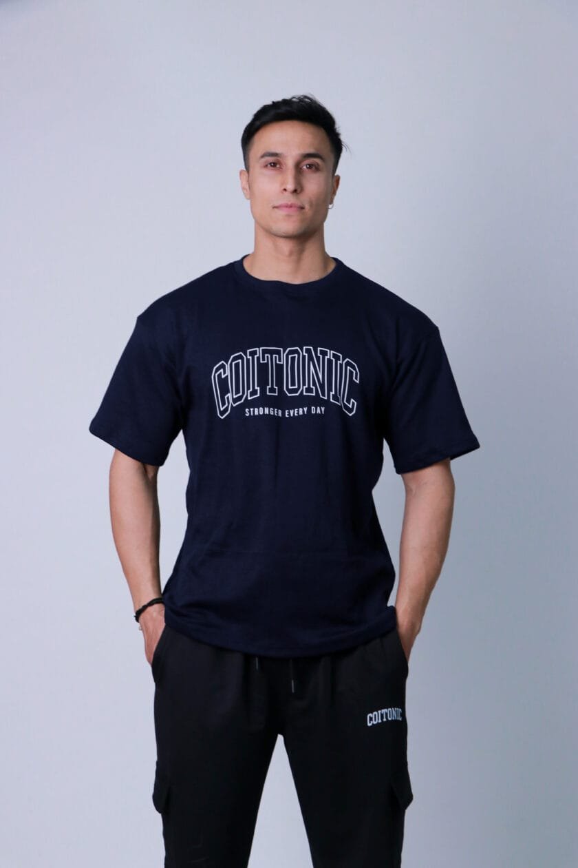 Coitonic Oversized T-shirts Navy Blue