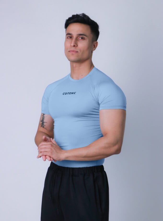 Compression Half Sleeves Blue T-shirt