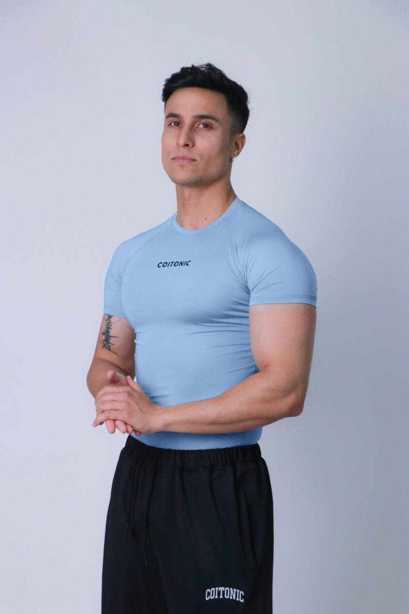 Compression Half Sleeves Blue T-shirt