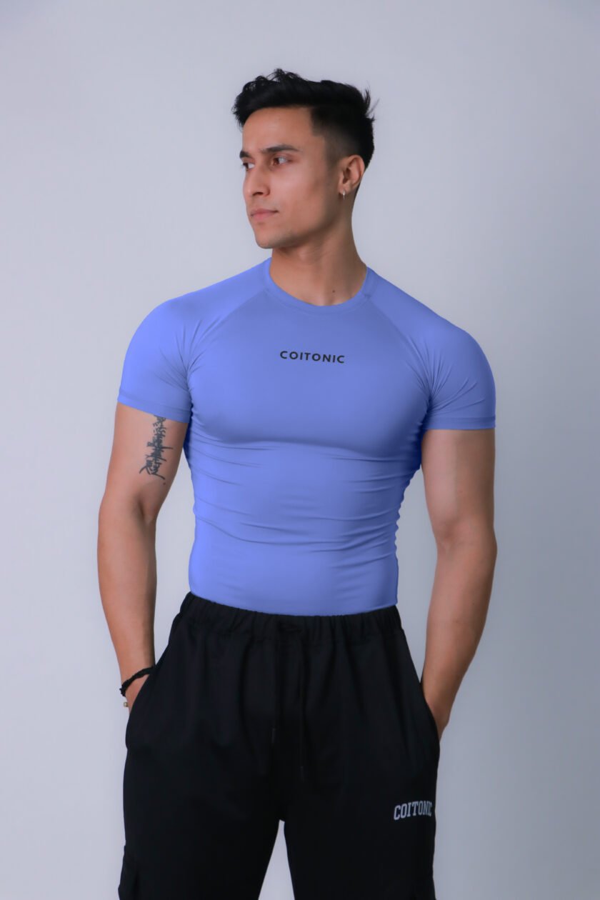 Compression Half Sleeves Sky Blue T-shirt - Image 4