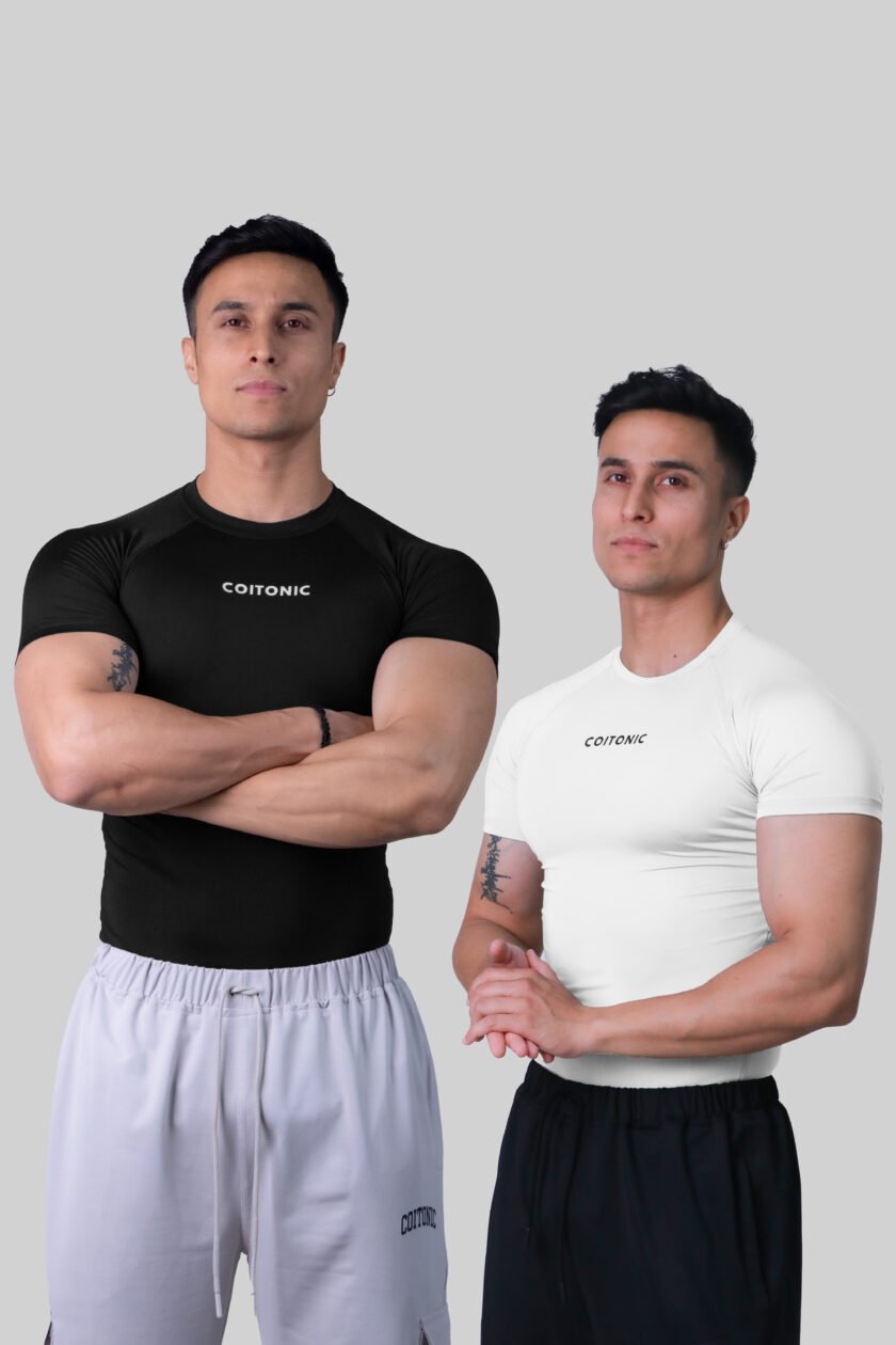 Coitonic Compression Half Sleeves Black, White & Navy Blue T-shirt Combo - Image 2