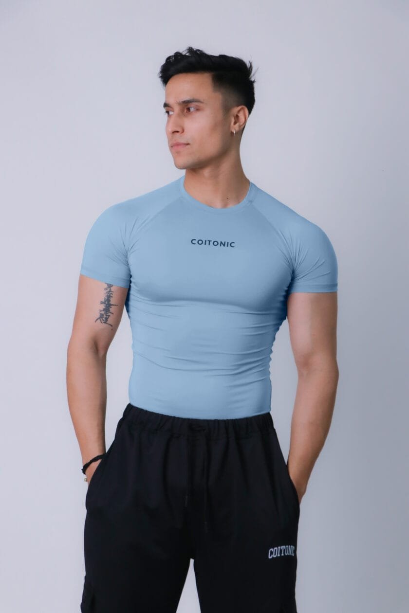 Compression Half Sleeves Blue T-shirt - Image 4