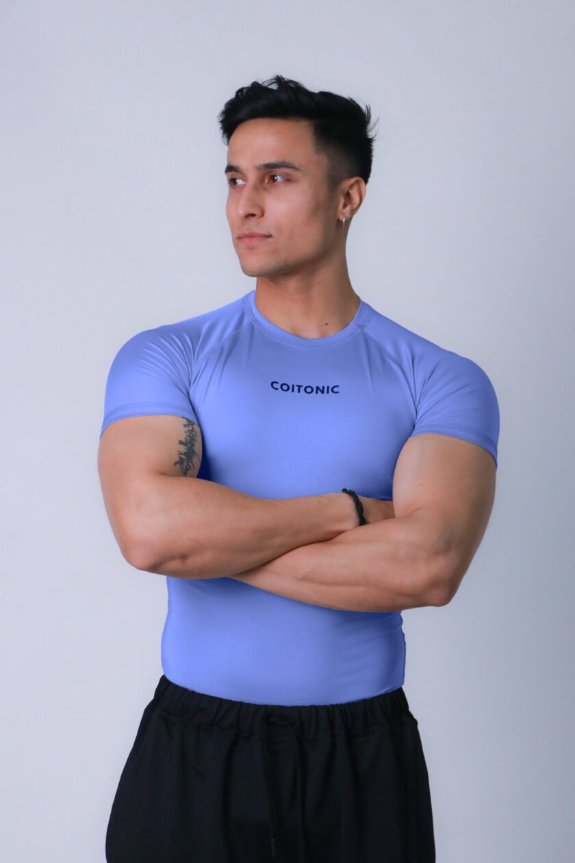 Compression Half Sleeves Sky Blue T-shirt - Image 3