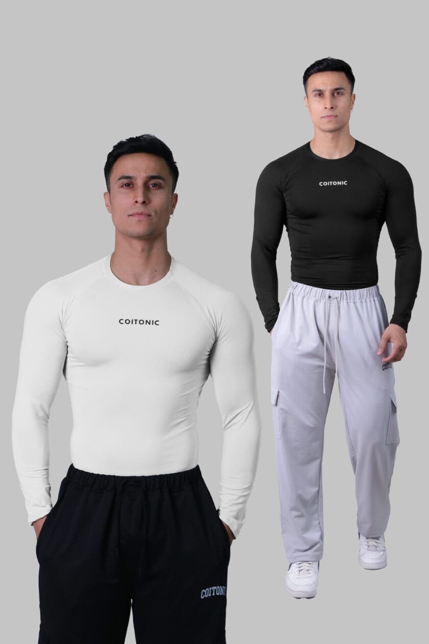 Coitonic Compression Full Sleeves Black, White & Navy Blue T-shirt Combo - Image 2