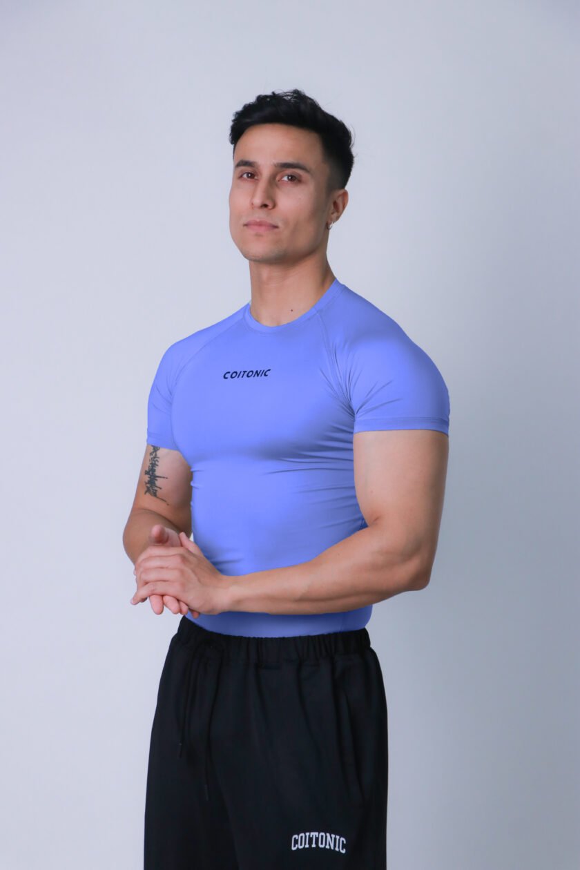 Compression Half Sleeves Sky Blue T-shirt