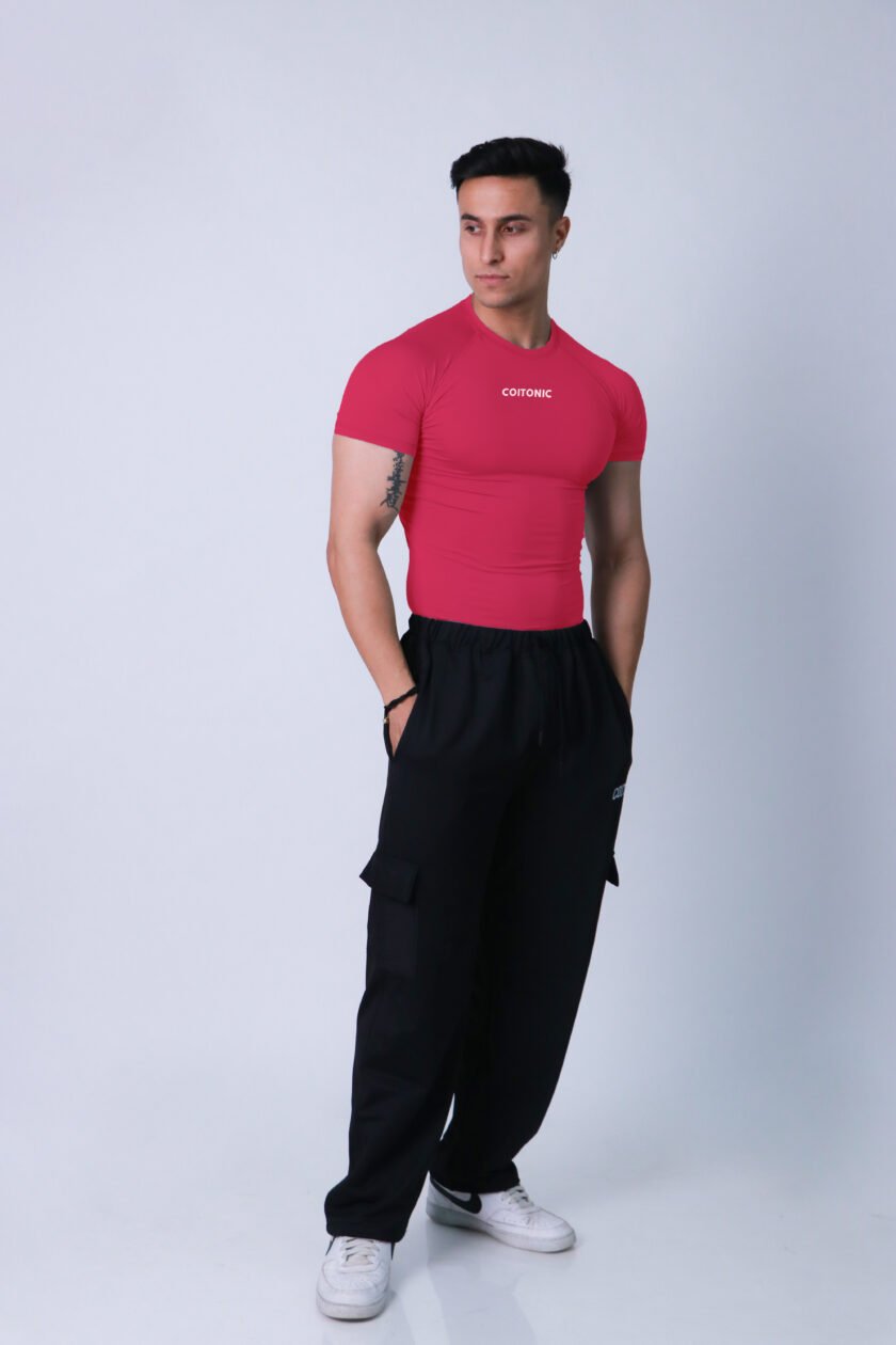 Compression Half Sleeves Royal Red T-shirt - Image 2