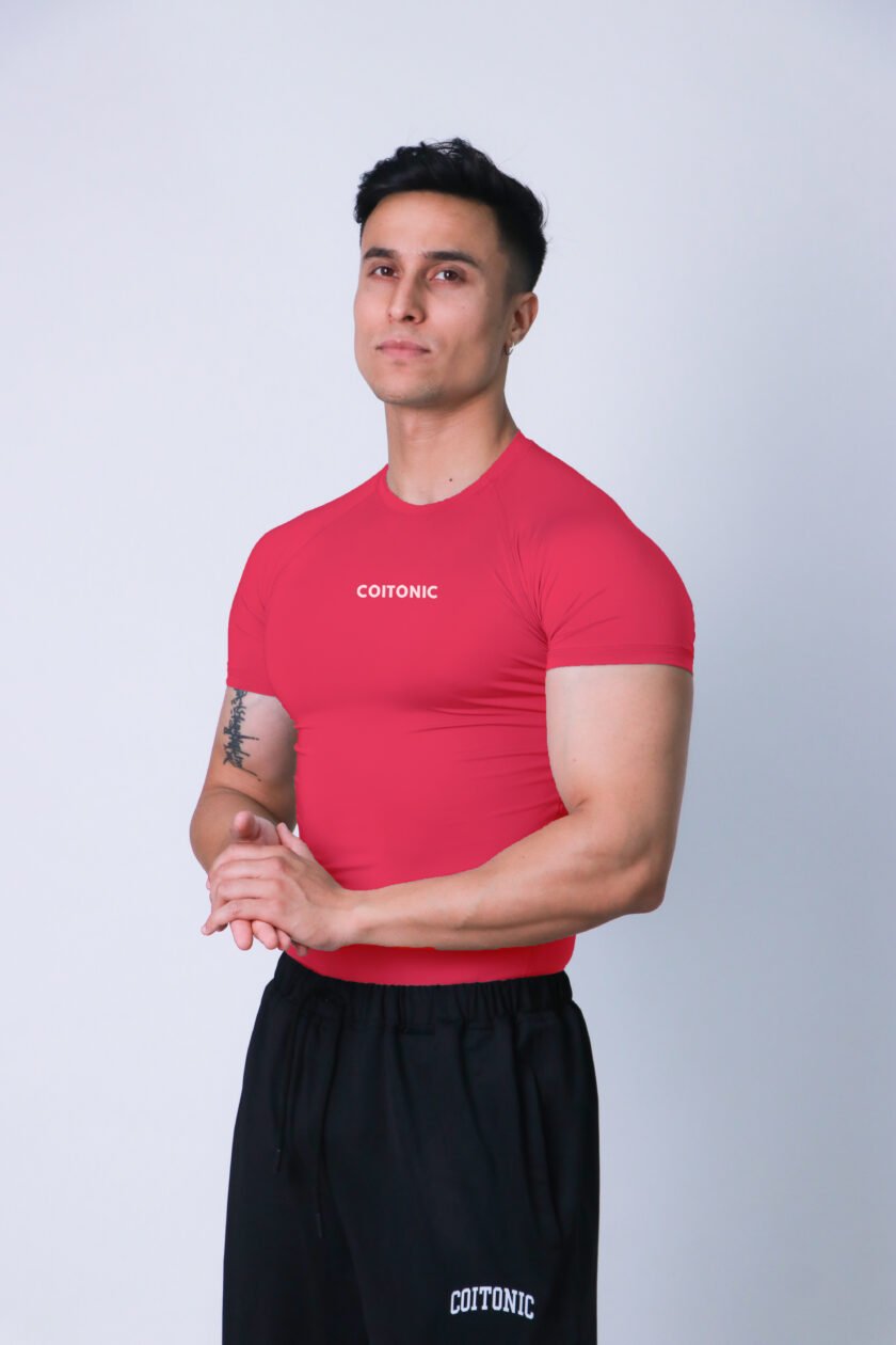 Compression Half Sleeves Royal Red T-shirt - Image 3