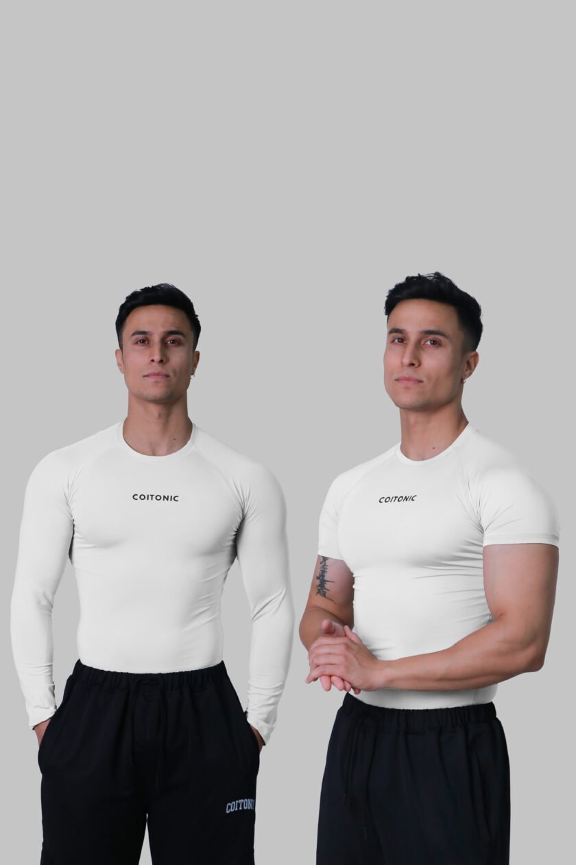 Coitonic Compression Half & Full Sleeves White T-shirt Combo