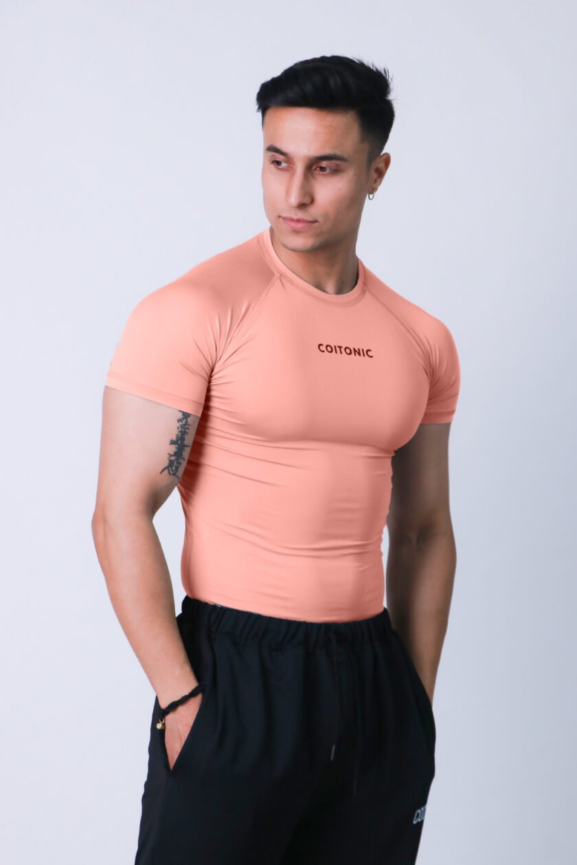 Compression Half Sleeves Peach T-shirt