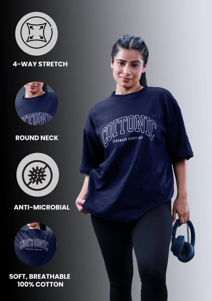 Coitonic Oversized T-shirts Navy Blue (Women’s) - Image 6