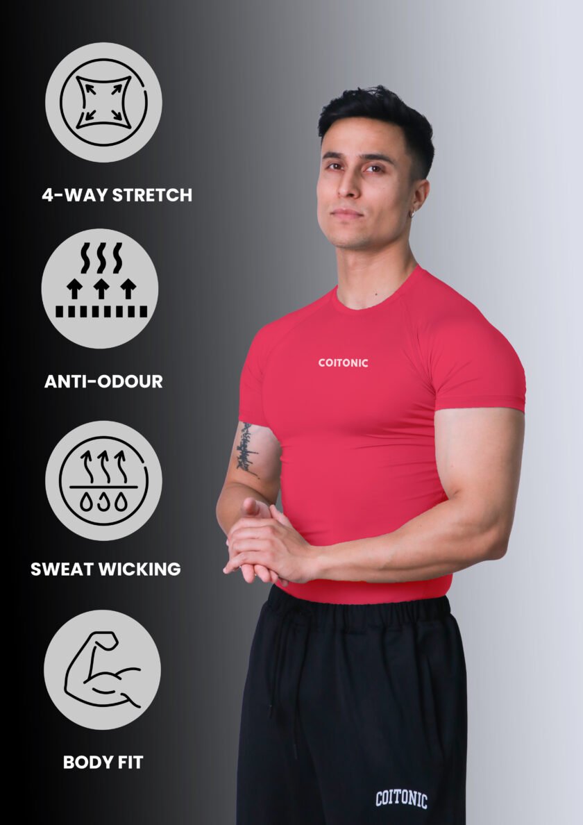 Compression Half Sleeves Royal Red T-shirt - Image 5