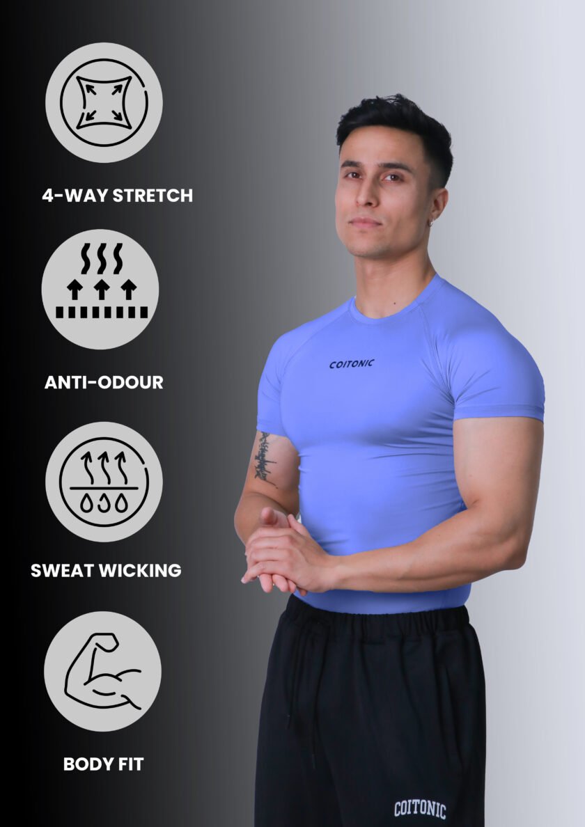 Compression Half Sleeves Sky Blue T-shirt - Image 5