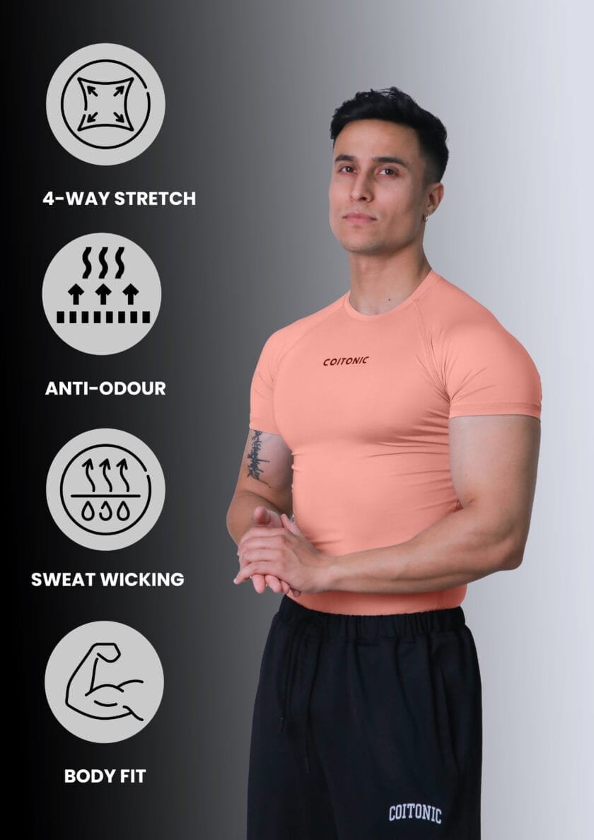 Compression Half Sleeves Peach T-shirt - Image 5