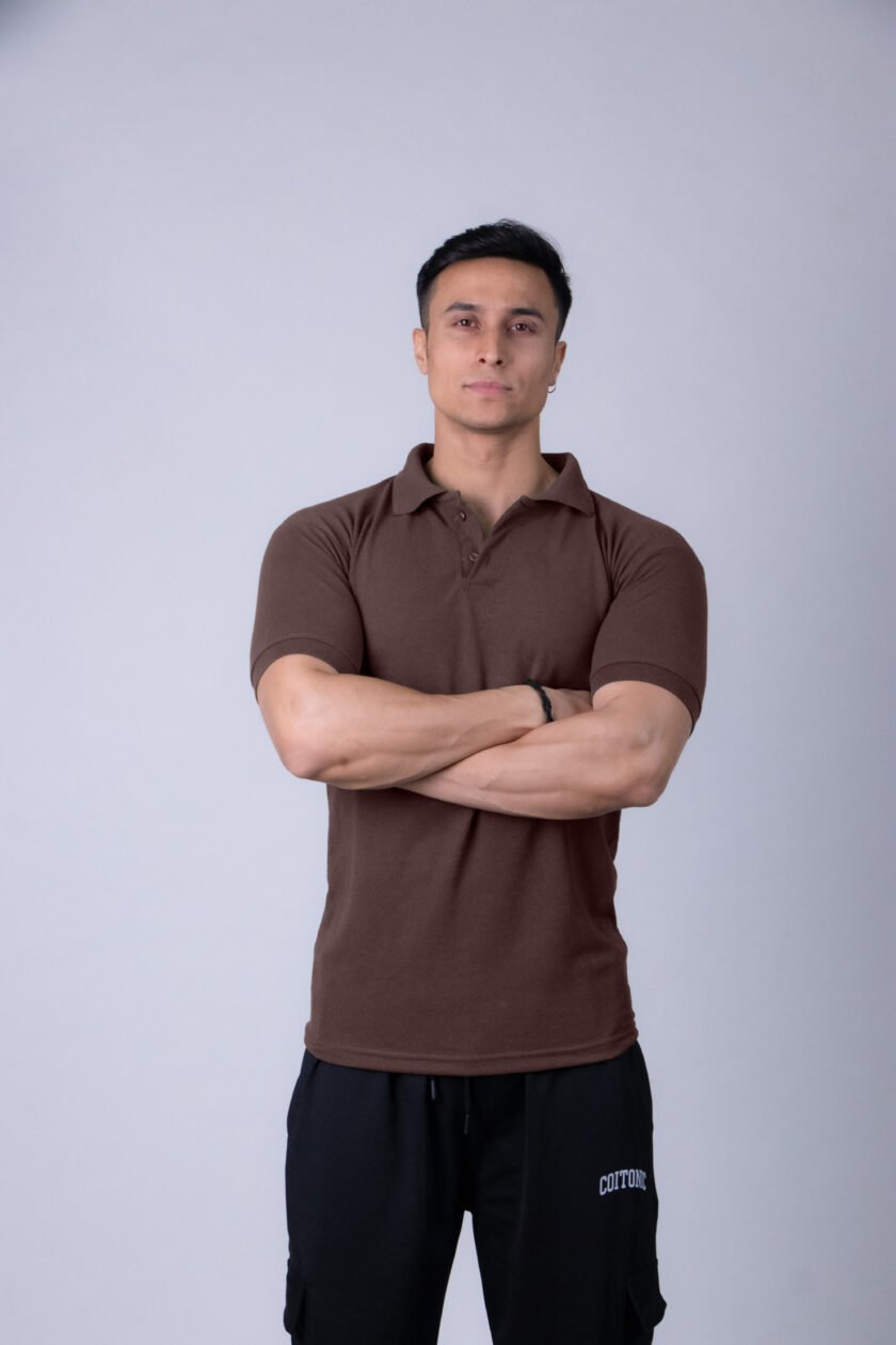 Coitonic Polo T-shirt Brown - Image 3