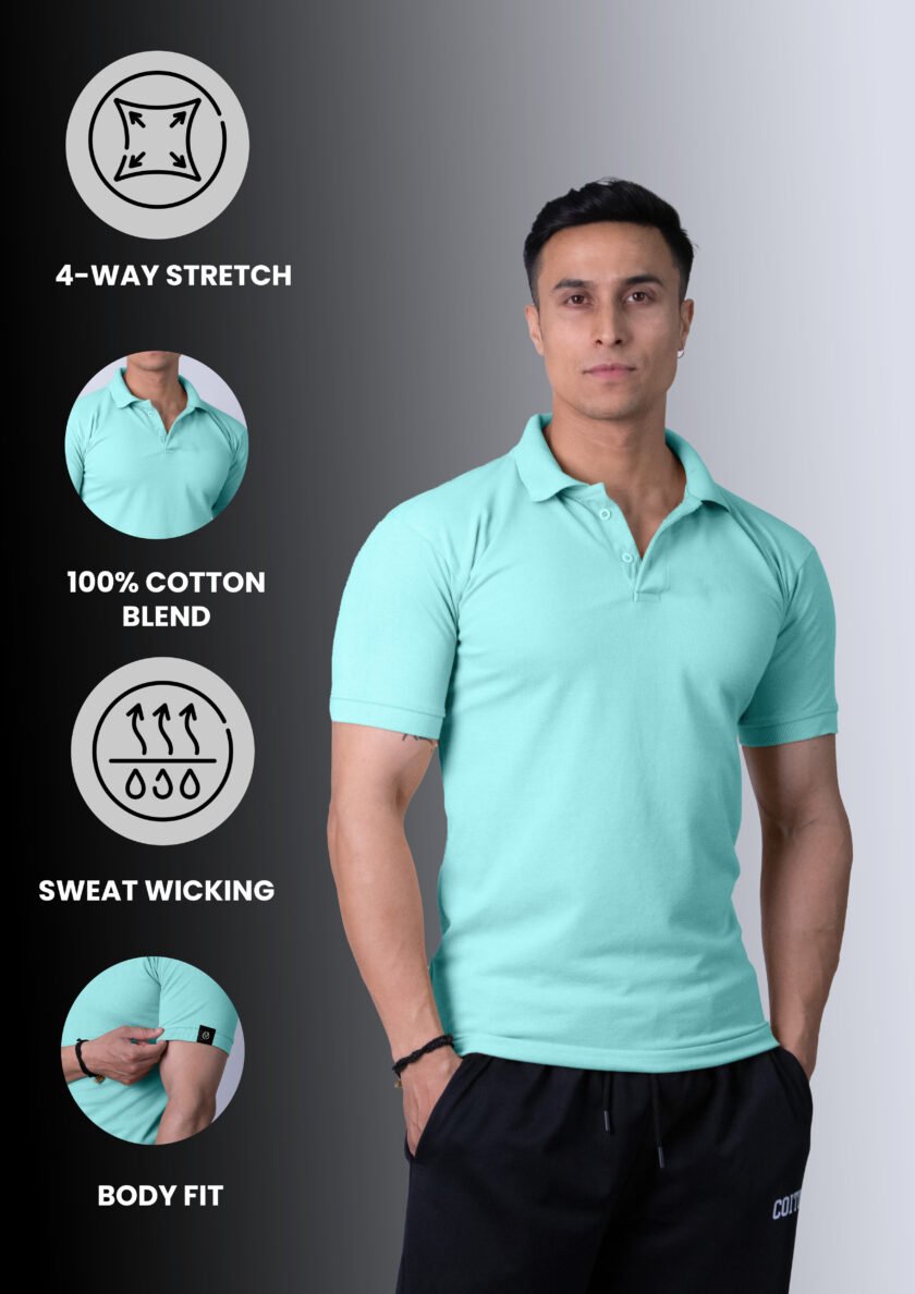 Coitonic Polo T-shirt Aqua Green - Image 6