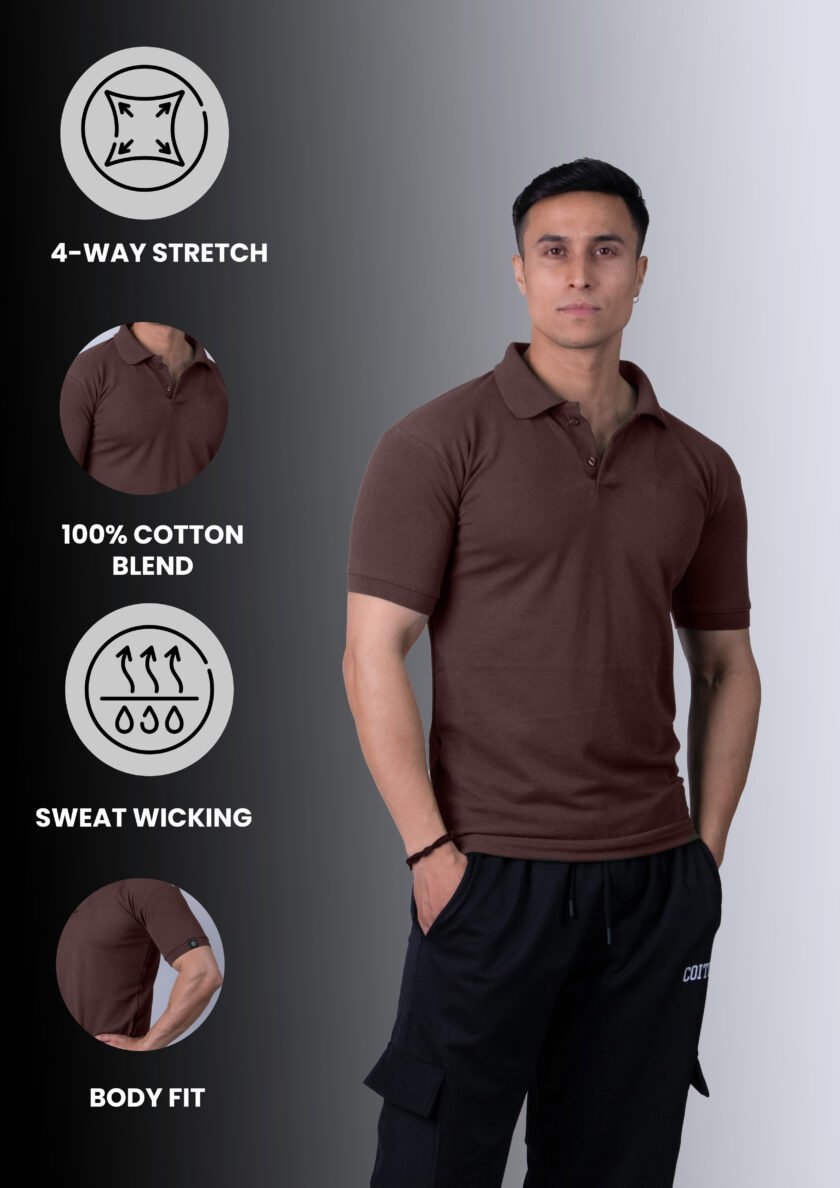 Coitonic Polo T-shirt Brown - Image 6