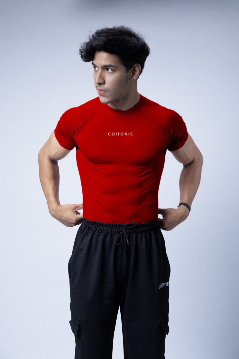 Compression Half Sleeves Red T-shirt