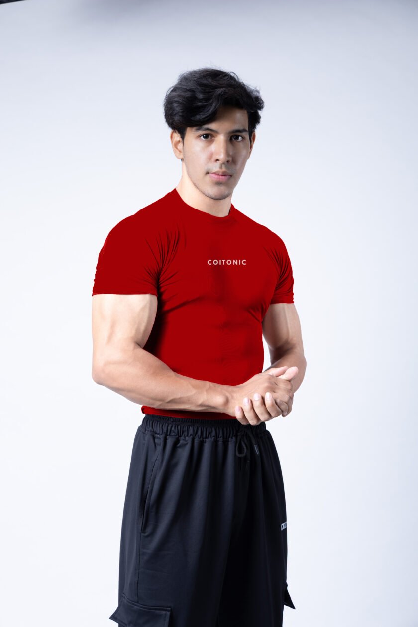 Compression Half Sleeves Red T-shirt - Image 2