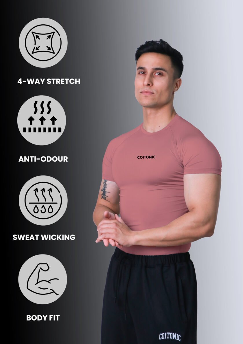 Compression Half Sleeves Onion Pink T-shirt - Image 5