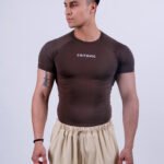 Compression Half Sleeves T-shirt - Brown