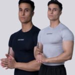 Coitonic Compression Half Sleeves T-shirt Combo - Light Grey & Navy Blue