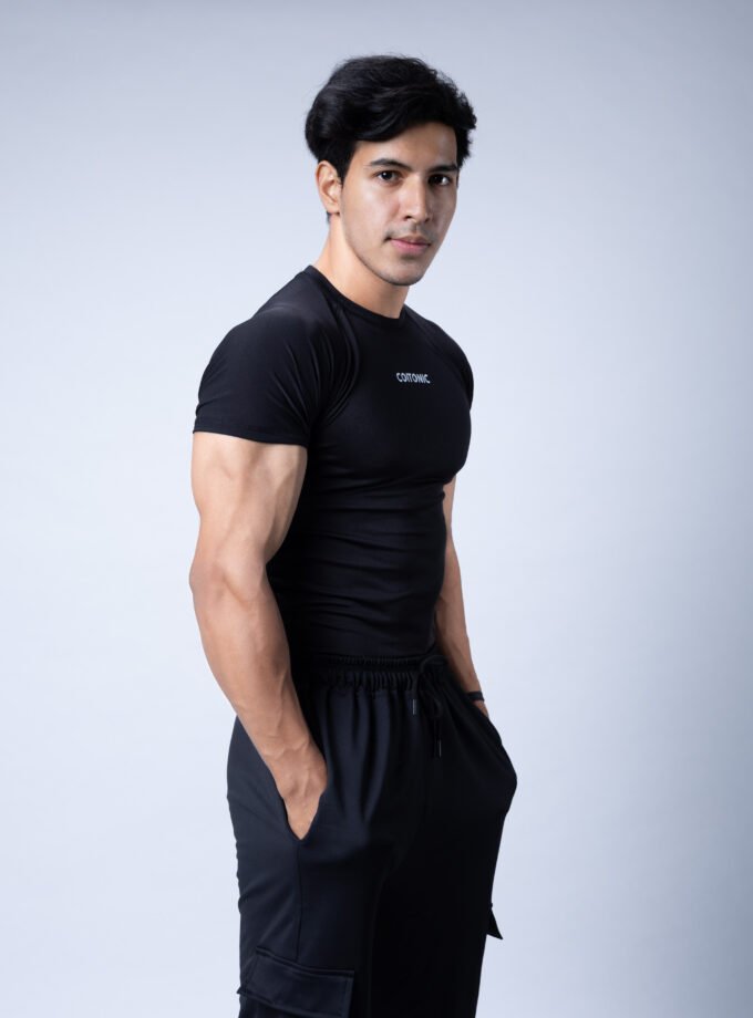 Compression Half Sleeves T-shirt - Small, Black