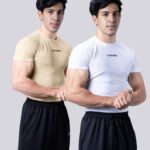 Coitonic Compression Half Sleeves T-shirt Combo - White & Beige