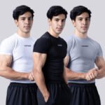 Coitonic Compression Half Sleeves T-shirt Combo - Black, White & Light Grey