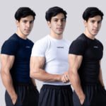 Coitonic Compression Half Sleeves T-shirt Combo - Black, White & Navy Blue