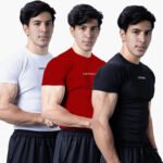 Coitonic Compression Half Sleeves T-shirt Combo - Black, White & Red