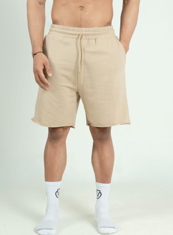 Flex Weave Cotton Shorts - Beige, Medium