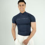 Compression Half Sleeves High Neck T-shirt - Navy Blue