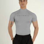Compression Half Sleeves High Neck T-shirt - Light Grey